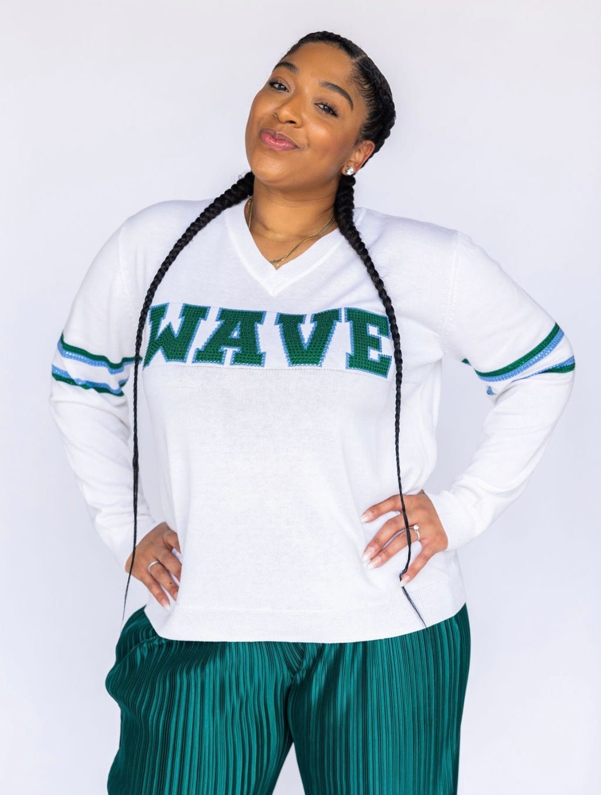 WAVE White Jersey Sweater - Sparkle City Co