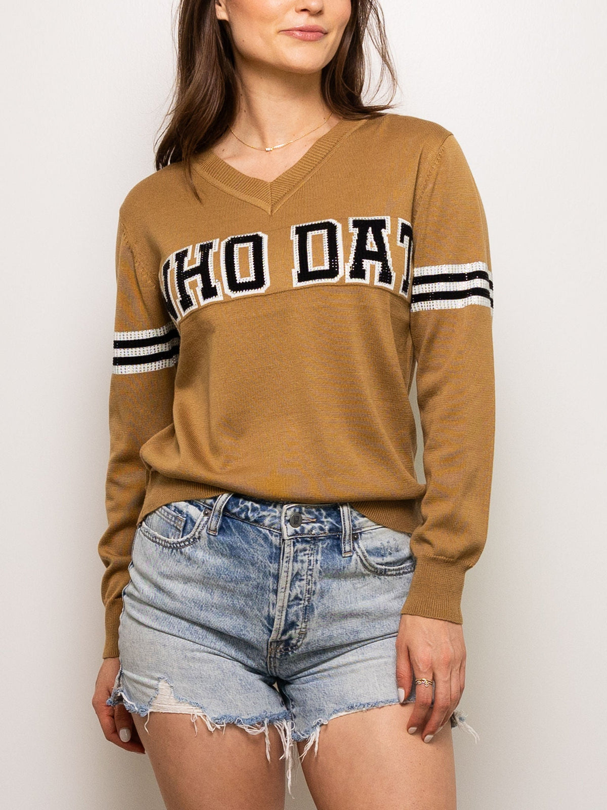 WHO DAT Camel Vintage Sweater - Sparkle City Co