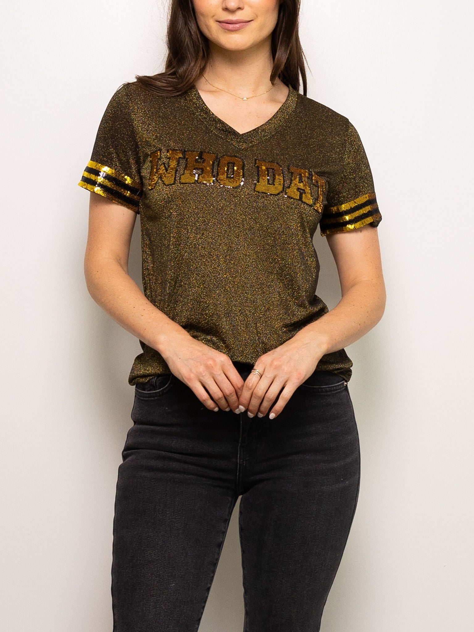 WHO DAT Glitter Tee - Sparkle City Co