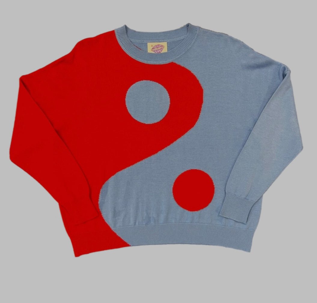Yin Yang Sweater - red and blue - Sparkle City Co