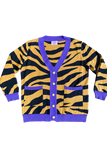 Tiger Stripe and Purple Trim Longline Cardigan