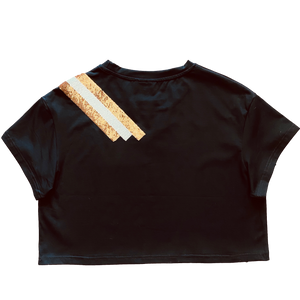 Black and Gold shoulder stripe crop