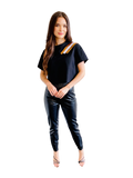 Black and Gold shoulder stripe crop