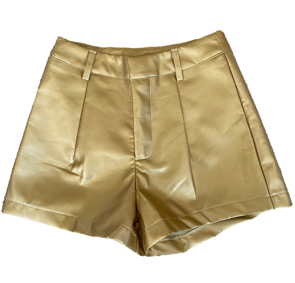 Vegan Leather Shorts | GOLD