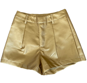 Vegan Leather Shorts | GOLD