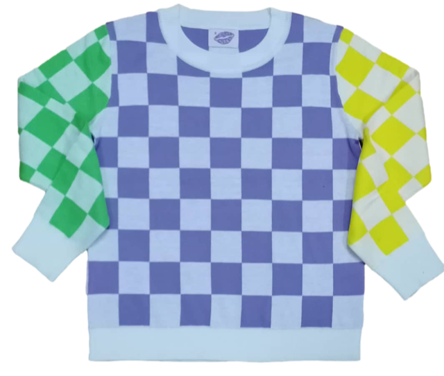Mardi Gras Checker Sweater