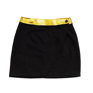 WINNING Wrap Skirt Black/Gold Sequins