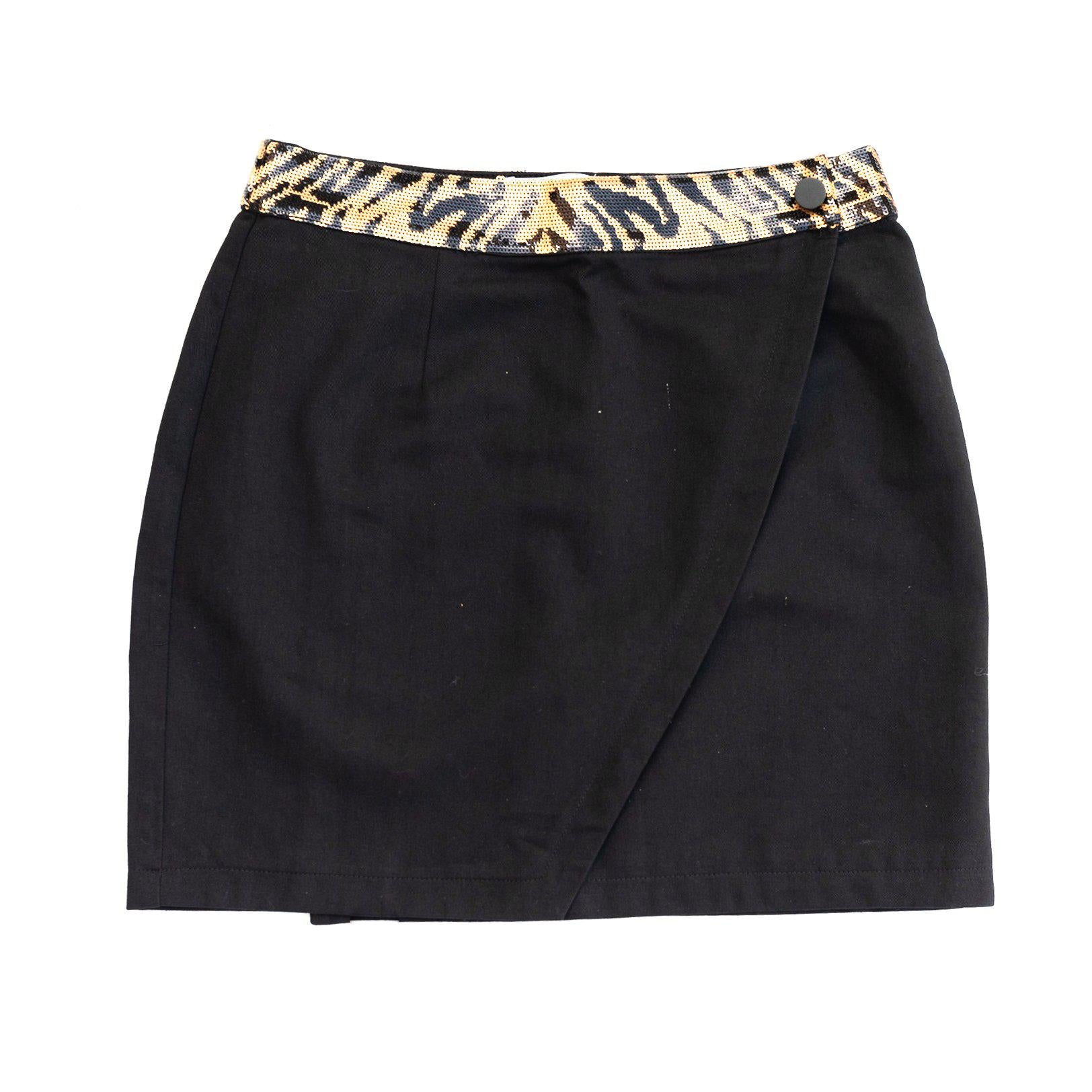 WINNING Wrap Skirt Black/Tiger Sequins