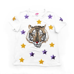 White Star Struck Tiger Head Tee