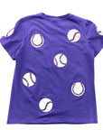 Fly Balls Purple Baseball Tee