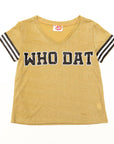 WHO DAT Gold Glitter Tee