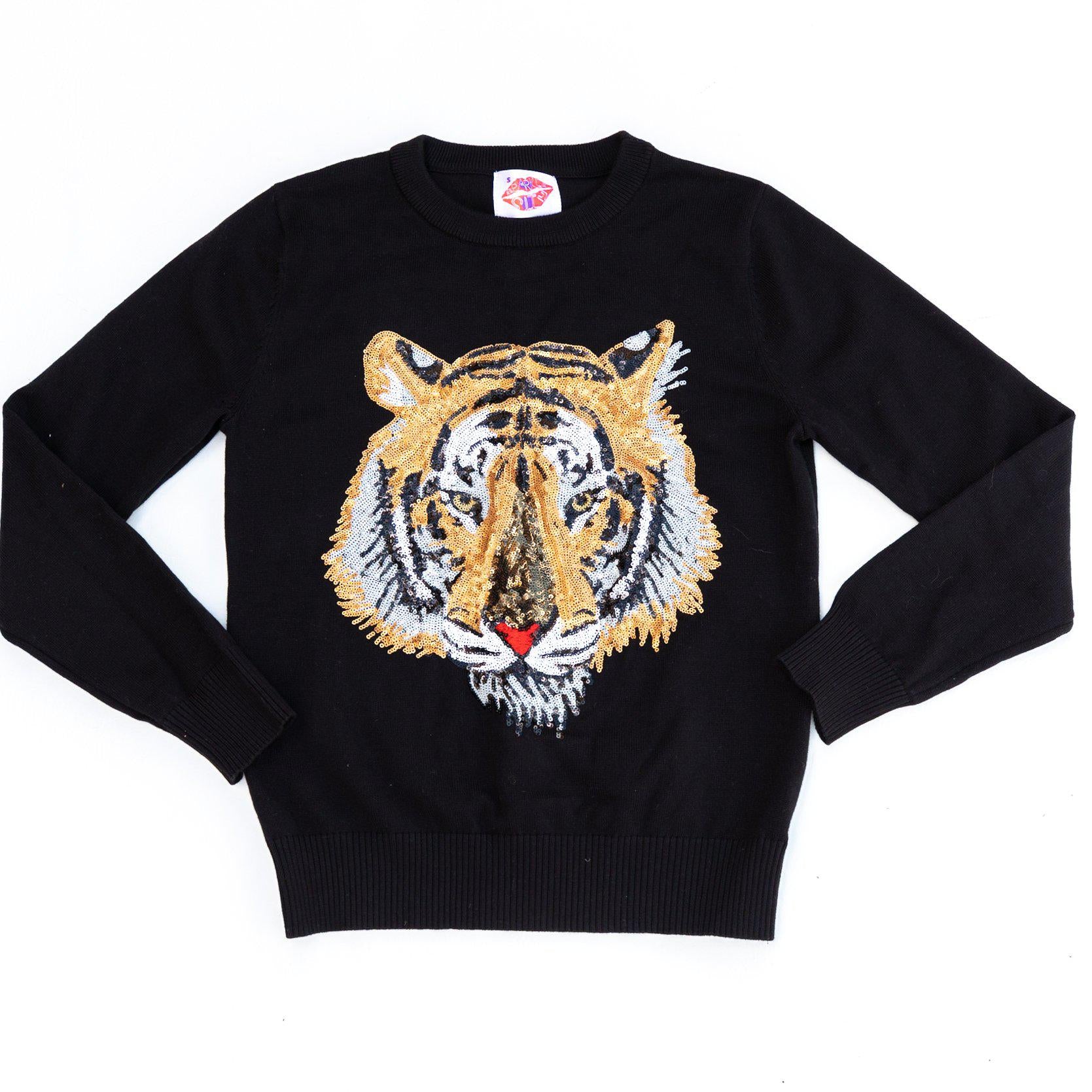 Mega Sequin Tiger Sweater Black