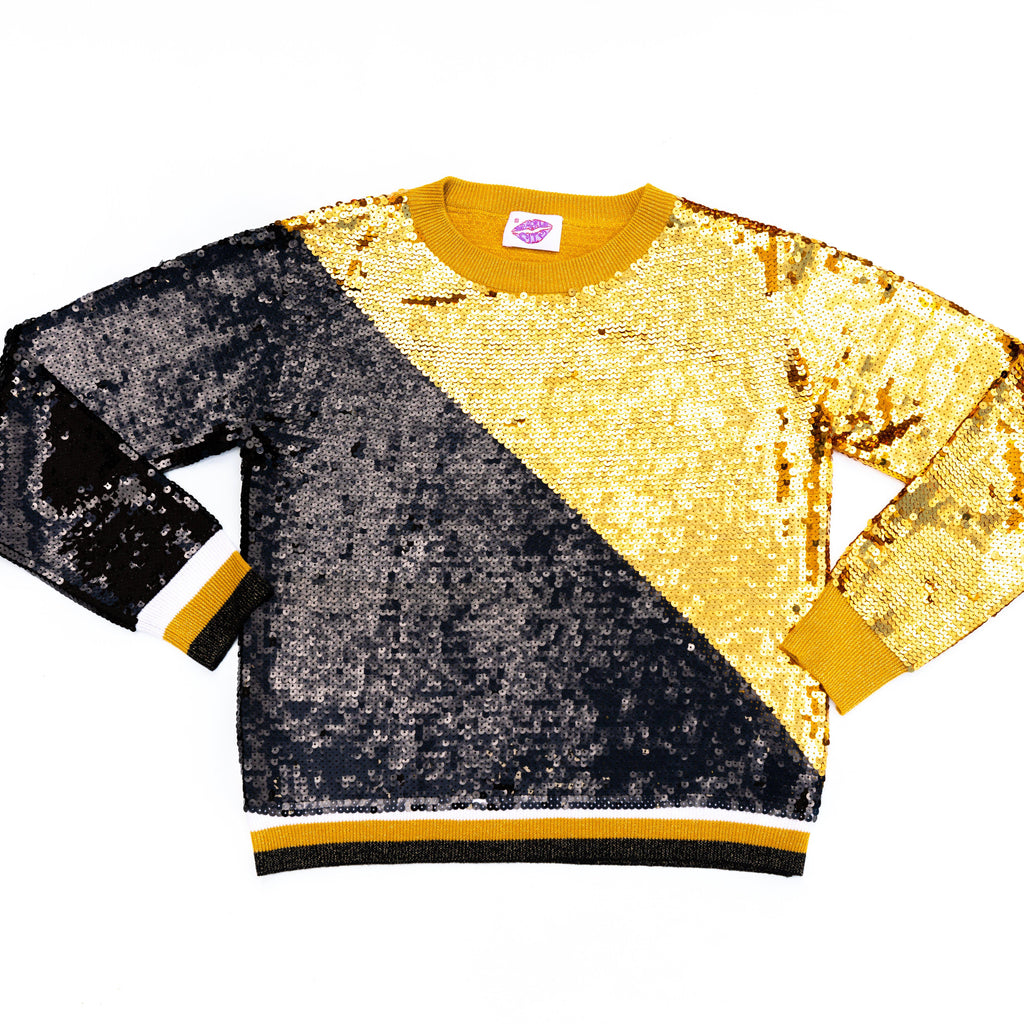 Black and Gold Sequin Sweater