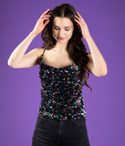 Twinkling Cowl Neck Multi Color Tank