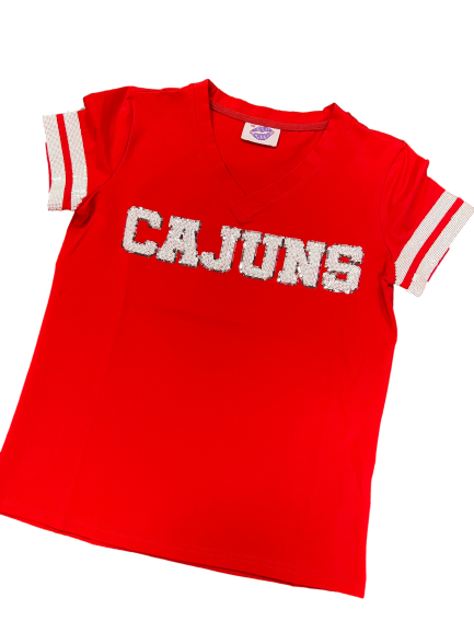 "Cajuns" Red Jersey Tee