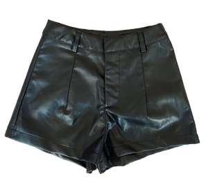 Vegan Leather Shorts | Black