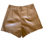 Vegan Leather Shorts | Tan