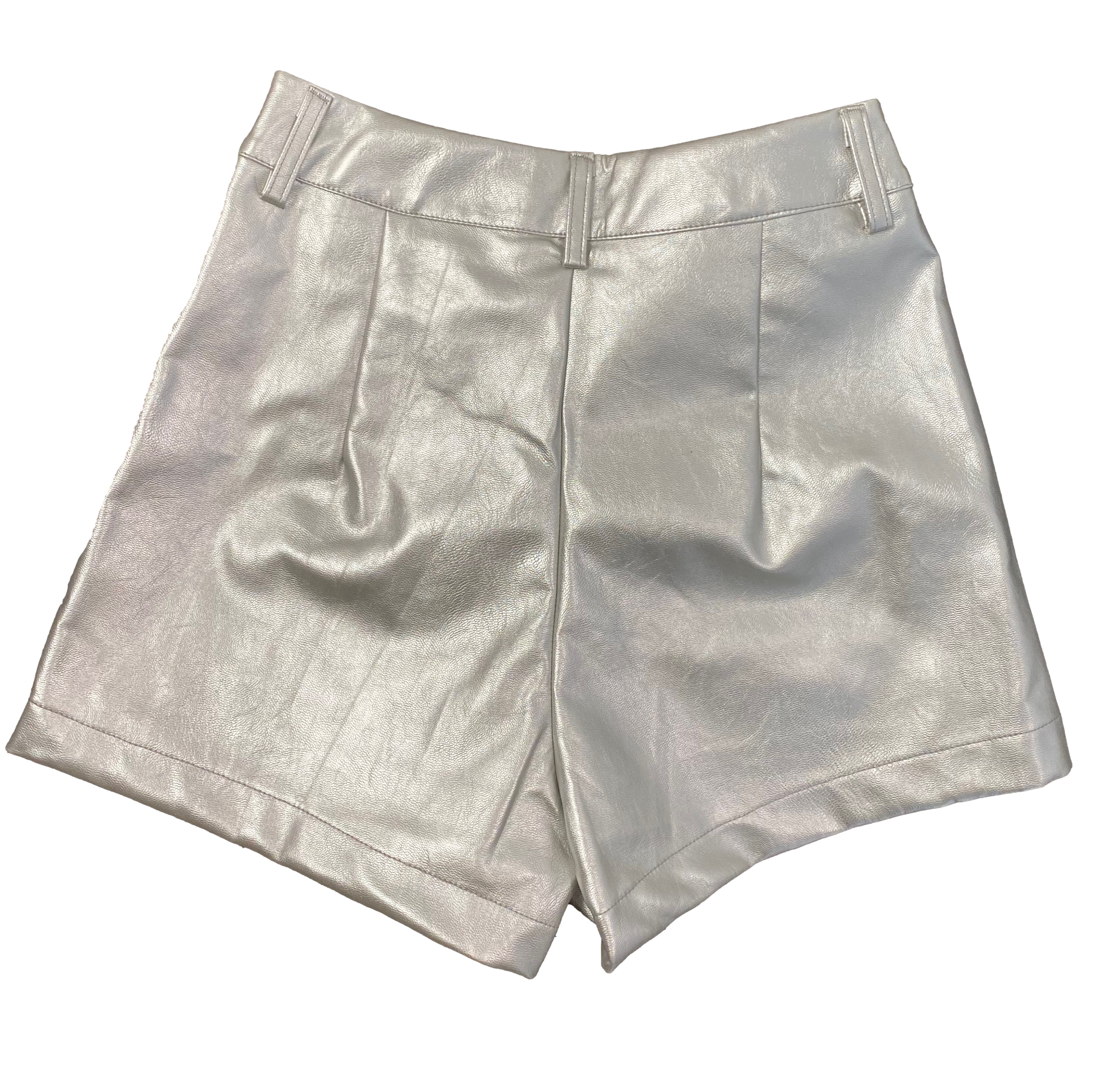Vegan Leather Shorts | Silver
