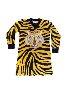 Knit Tiger Stripe Dress with Tiger Head