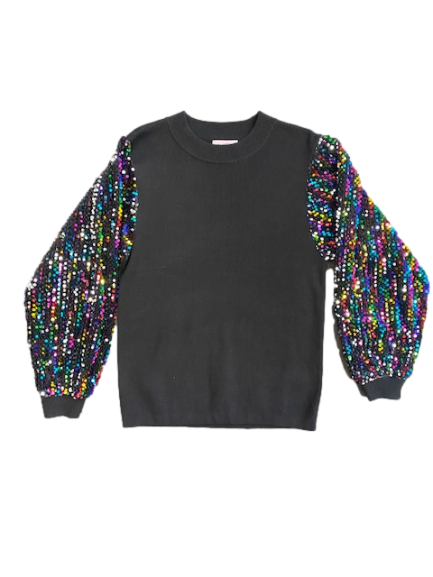 Multi Color Shimmer Sleeve Sweater