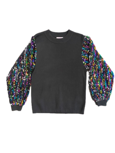 Multi Color Shimmer Sleeve Sweater