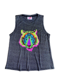 Neon Tiger Head Glitter Tank