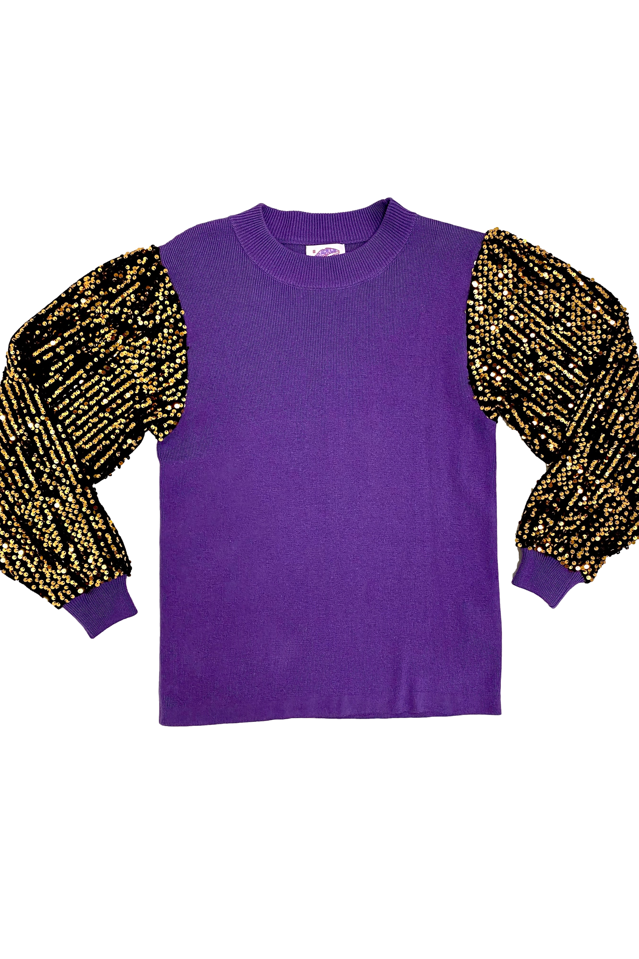 Purple and Gold  Shimmer Sleeve Sweater