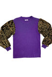 Purple and Gold  Shimmer Sleeve Sweater