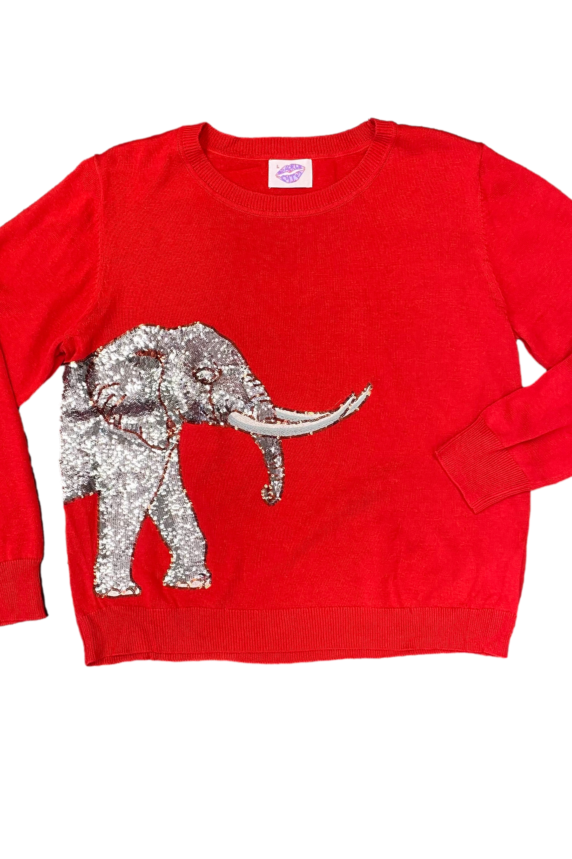 Wrap-Around Crimson Elephant Sweater
