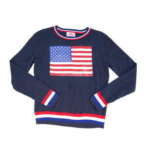 Fancy Flag USA Thin Knit Sweater Navy