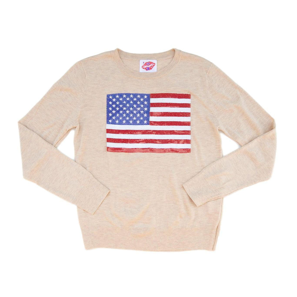 Fancy Flag USA Thin Knit Sweater Sand