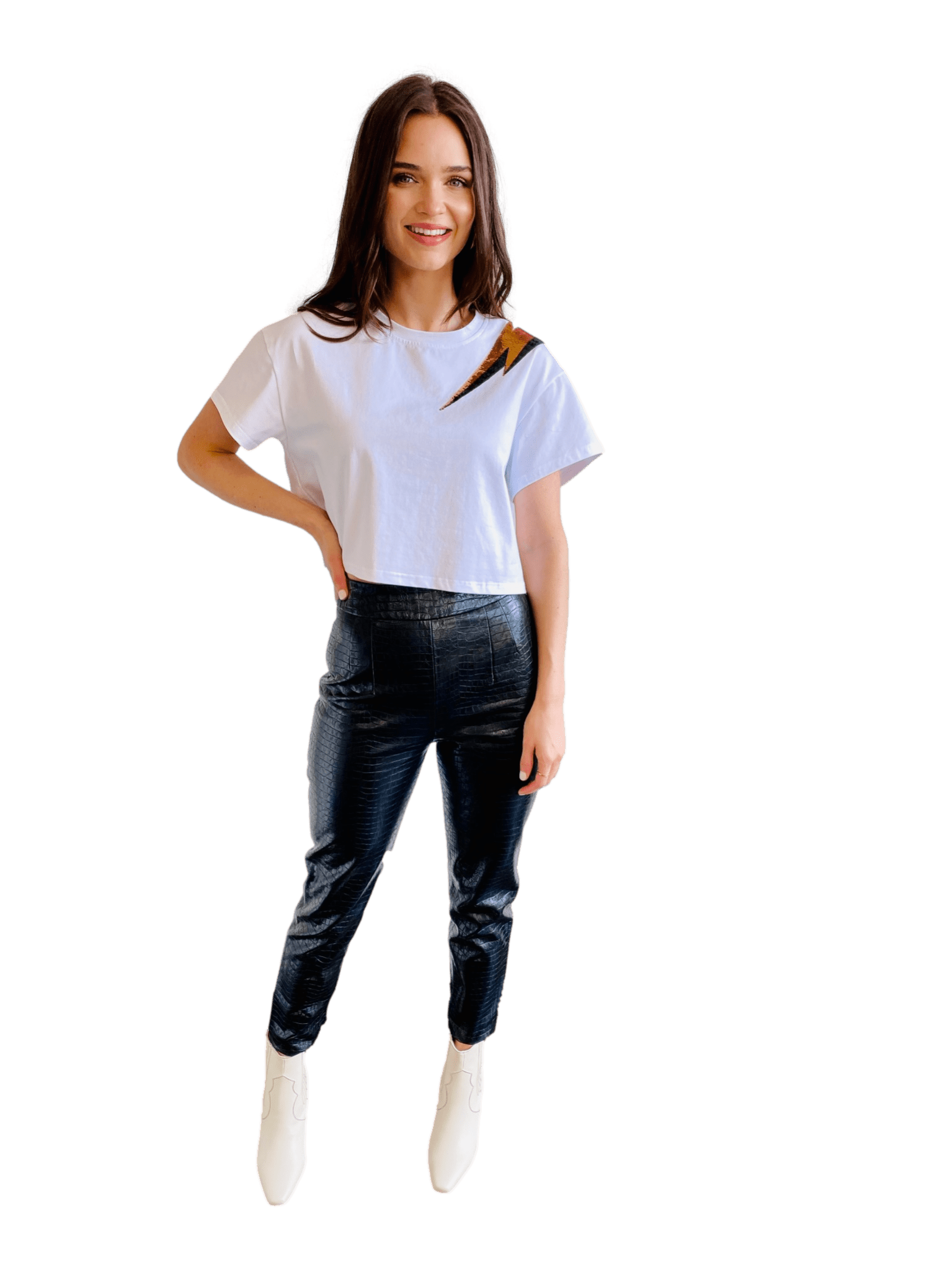 Black and Gold Lightening Bolt Crop - Sparkle City Co