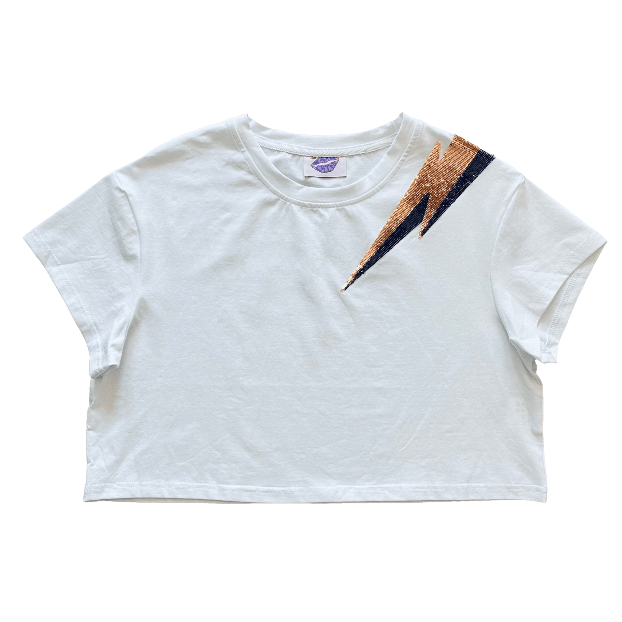 Black and Gold Lightening Bolt Crop - Sparkle City Co