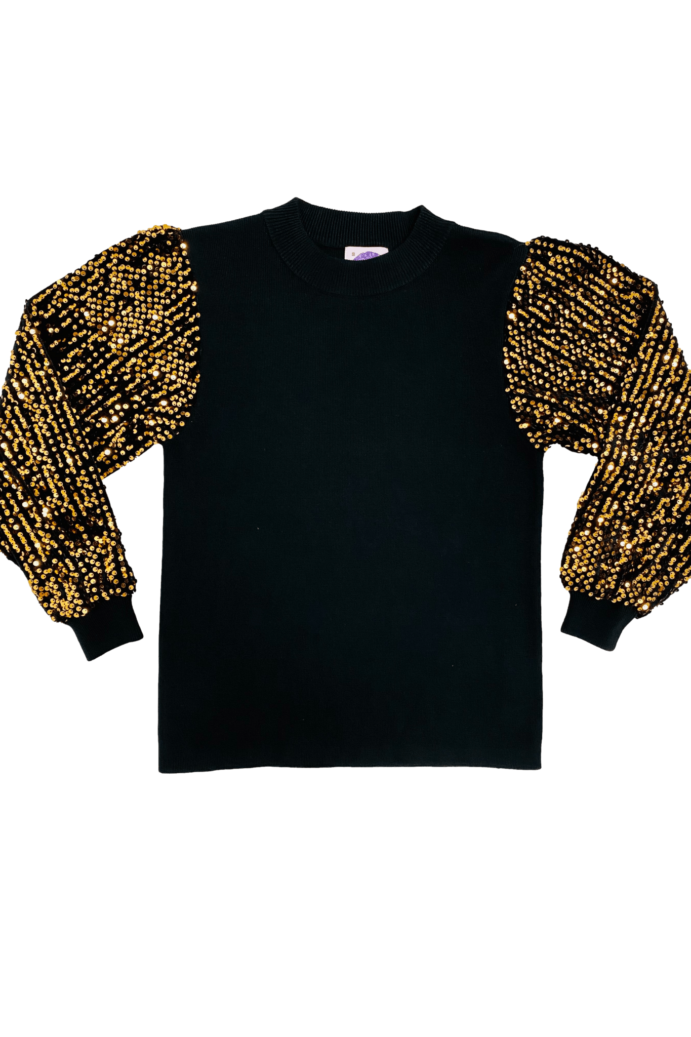 Black and Gold Shimmer Sleeve Sweater - Sparkle City Co