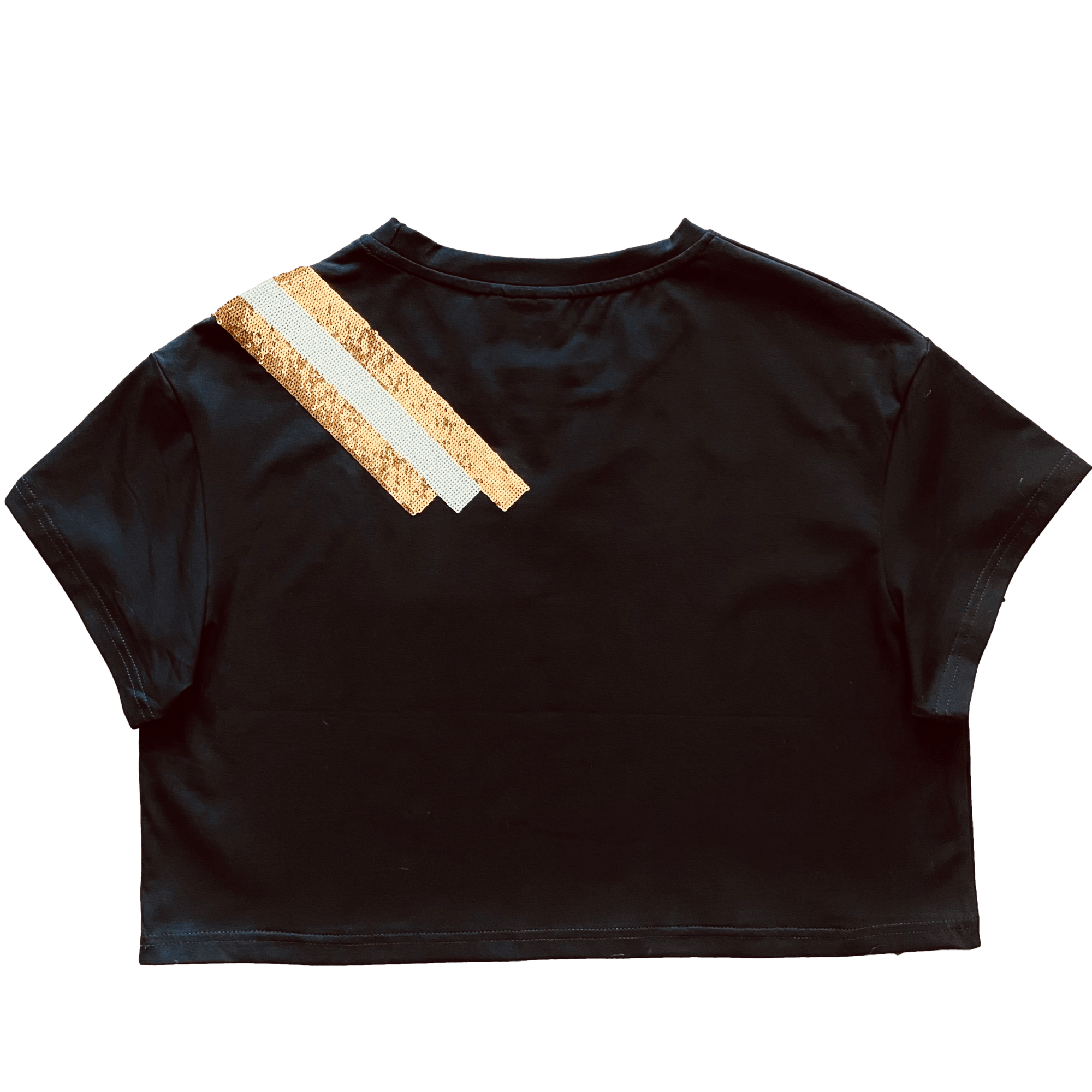 Black and Gold shoulder stripe crop - Sparkle City Co