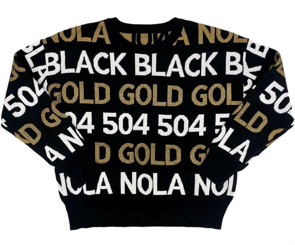 Black & Gold Graffiti Sweater, Sparkle - Sparkle City Co