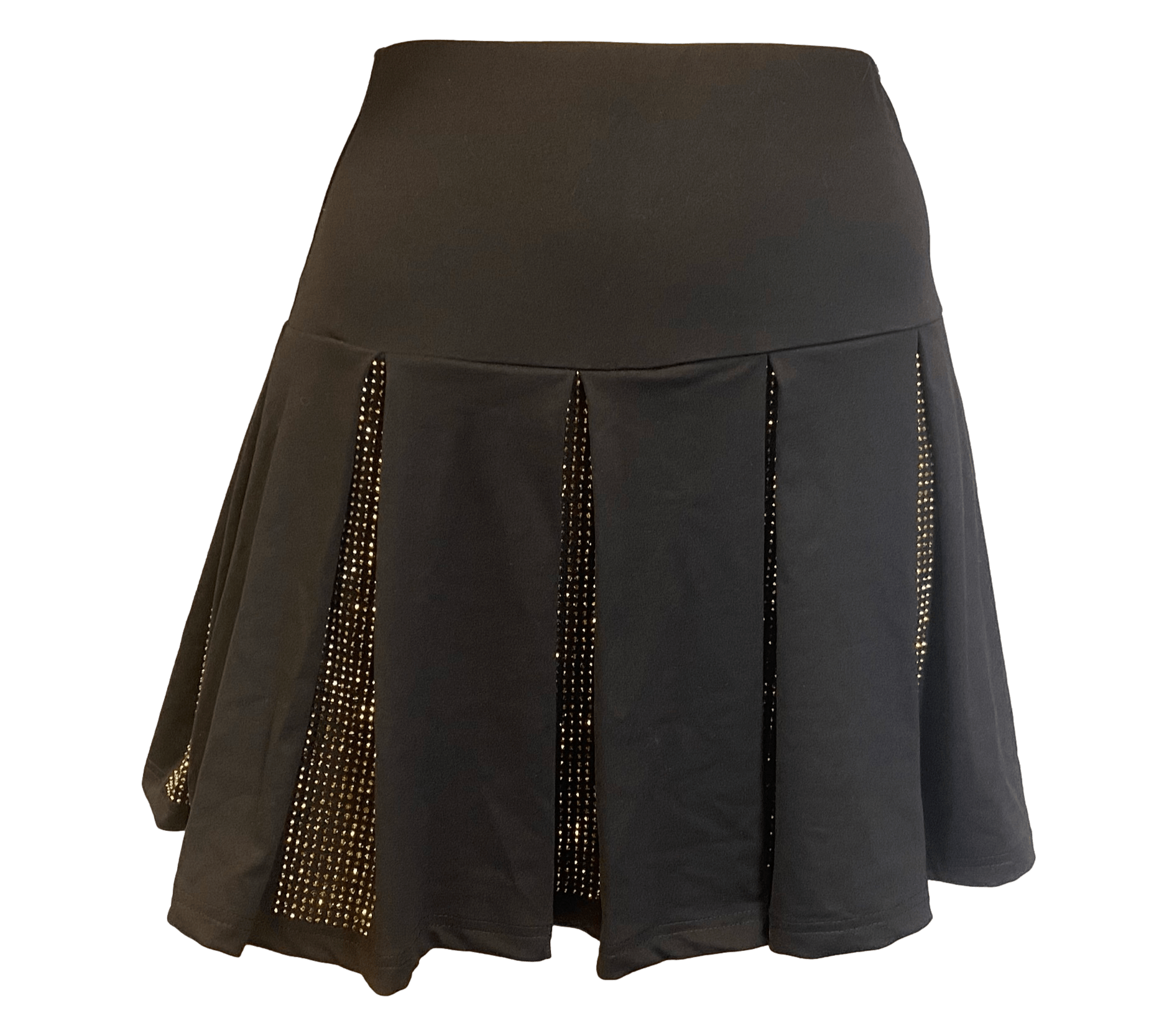 Black With Gold Rhinestone Pleated Skort - Sparkle City Co