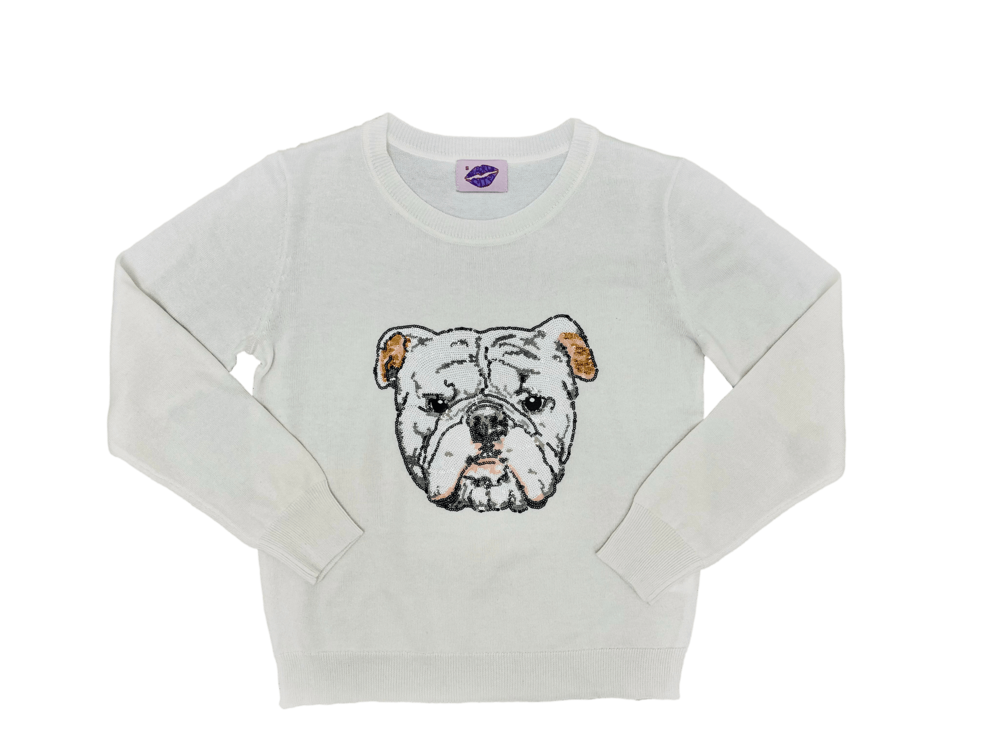 Bulldog Sequin Head Sweater - Sparkle City Co