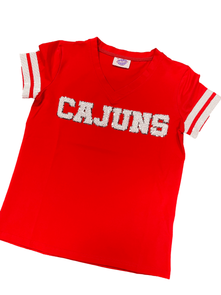 Cajuns Red Jersey Tee - Sparkle City Co