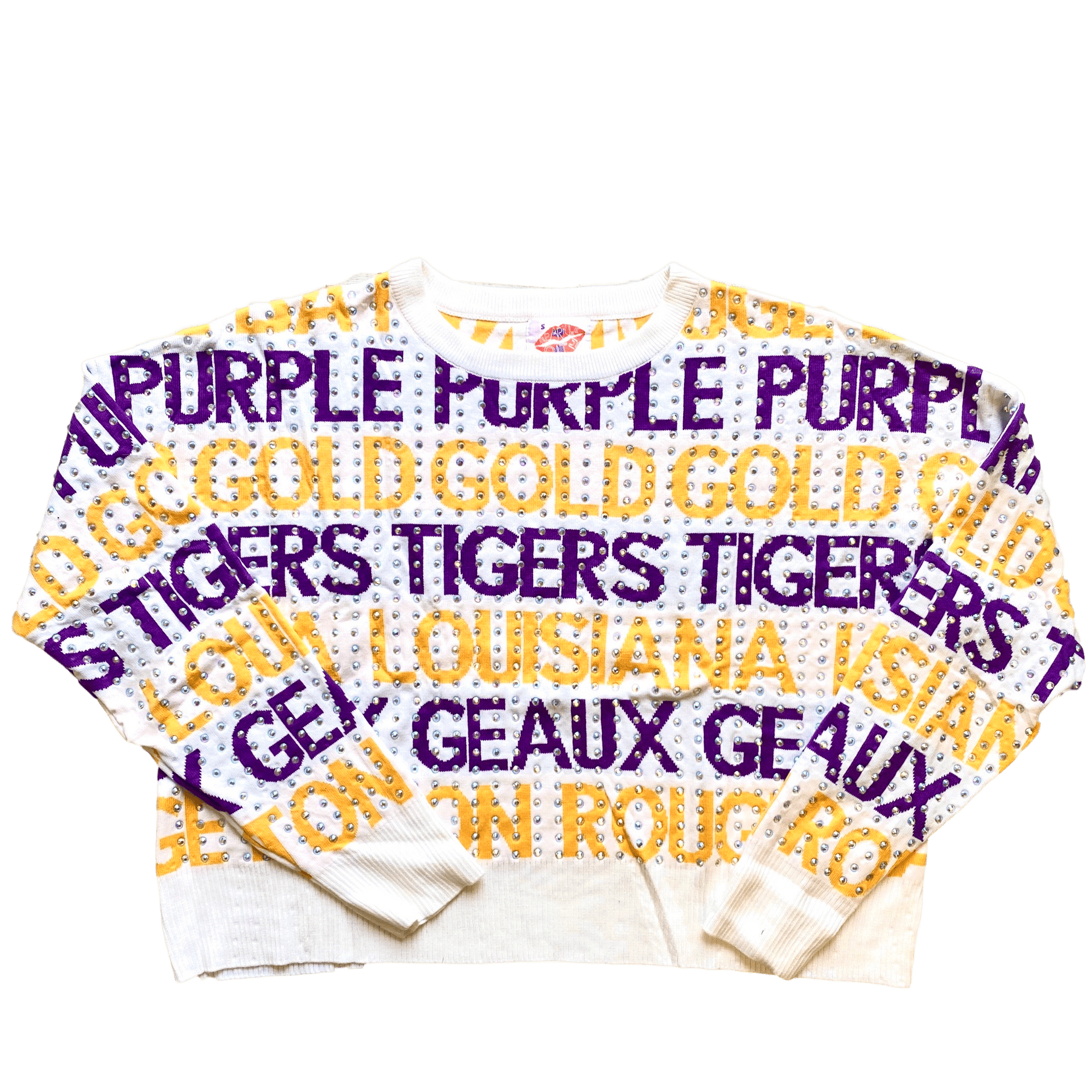 Cropped Graffiti Rhinestone Sweater - Sparkle City Co