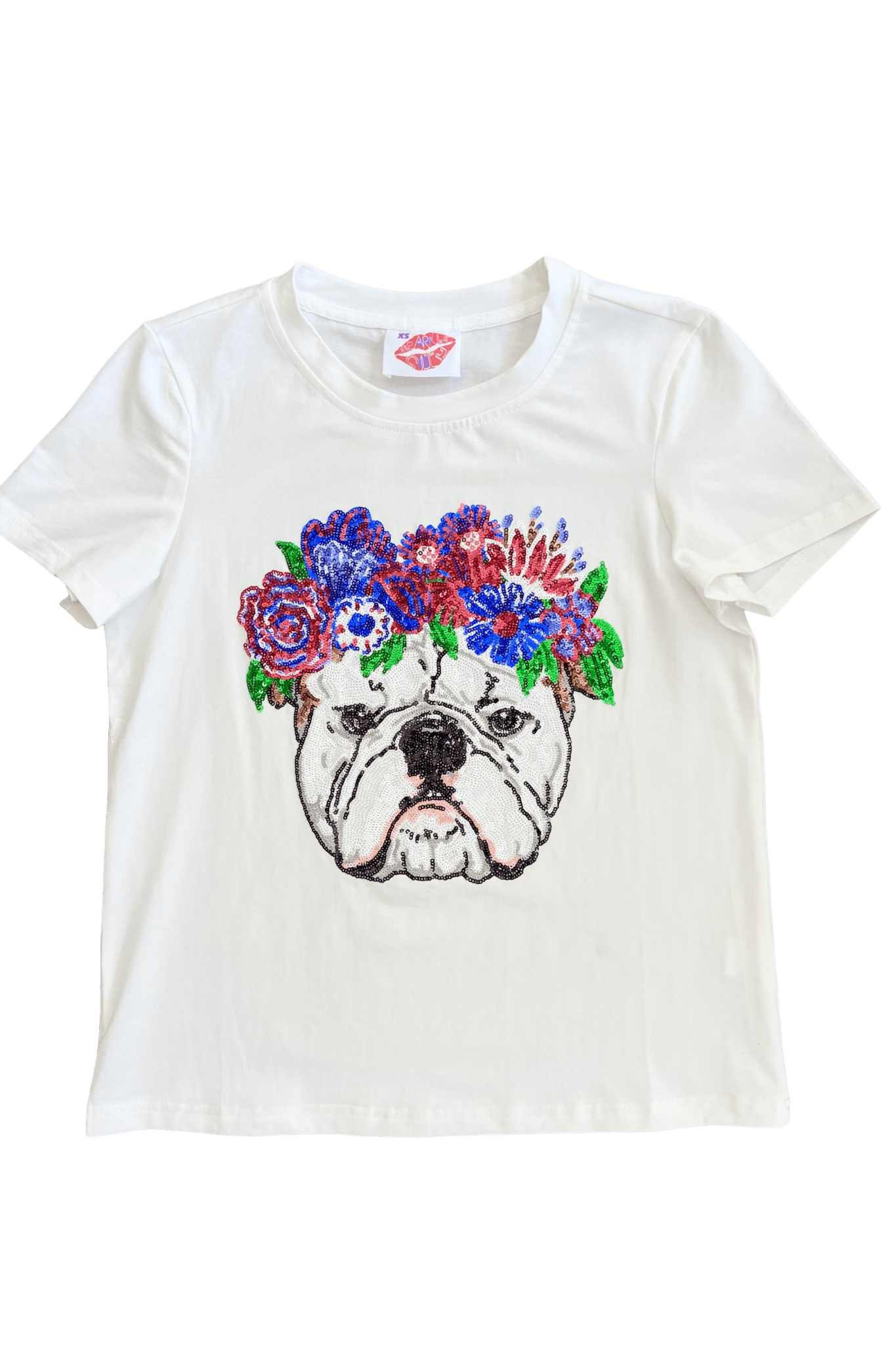 Flower Crown Bulldog Tee - Sparkle City Co