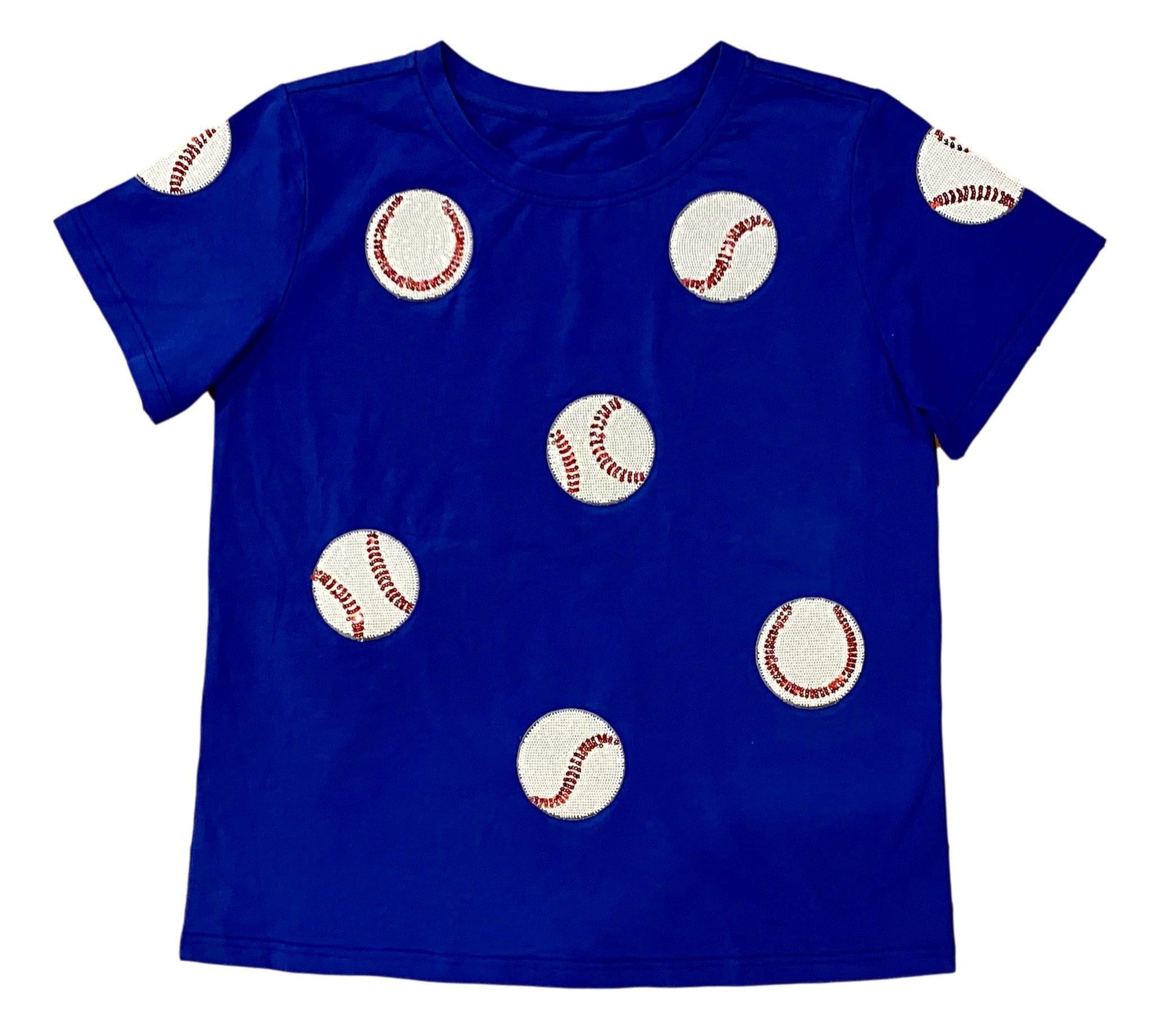 Fly Balls Blue Baseball Tee - Sparkle City Co