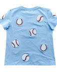 Fly Balls Powder Blue Baseball Tee - Sparkle City Co