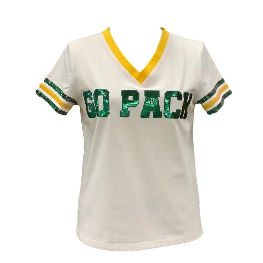 Go Pack White Color Rush Jersey Tee - Sparkle City Co