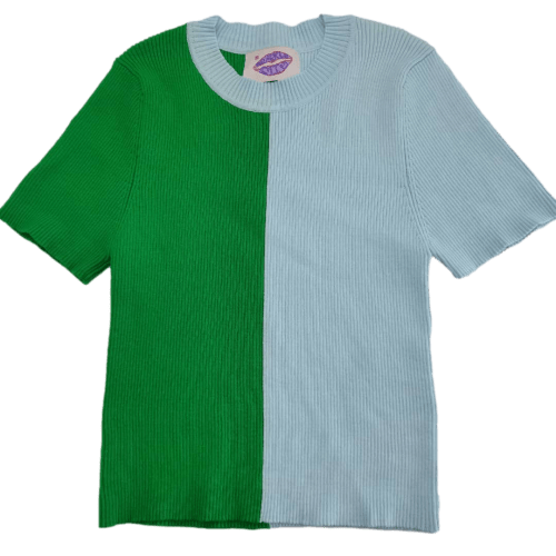 Halftime Half - n - Half Crop | Green & Powder Blue - Sparkle City Co