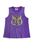 Purple Tiger Head Glitter Tank