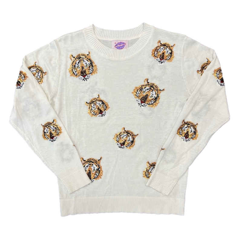 Long Sleeve Thin Knit Tiger Sweater – Sparkle City Co