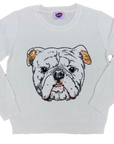 Mega Bulldog Sequin Sweater White