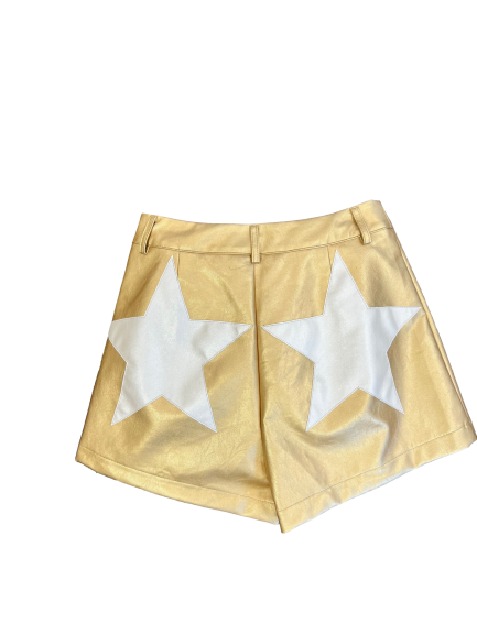 Vegan Leather Shorts | Gold w/ Cream Stars