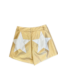 Vegan Leather Shorts | Gold w/ Cream Stars